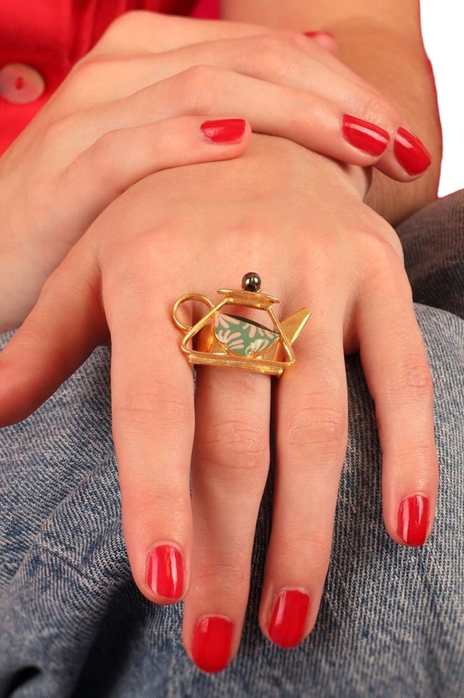 Кольцо АРТ.TT-E24-01401-207,зол-зел