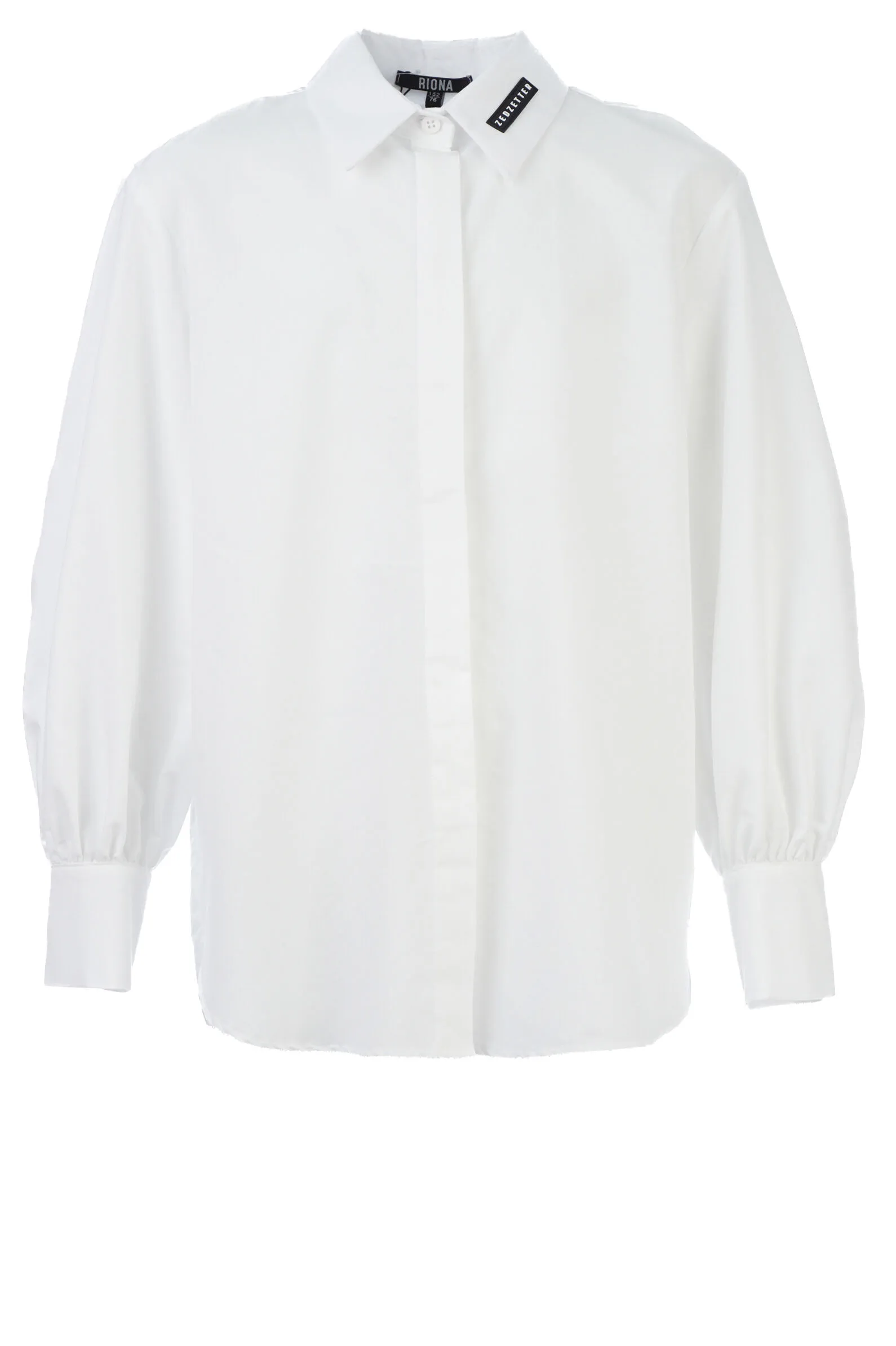 Рубашка дев. АРТ.Block collar,бел,хл-полиэфир