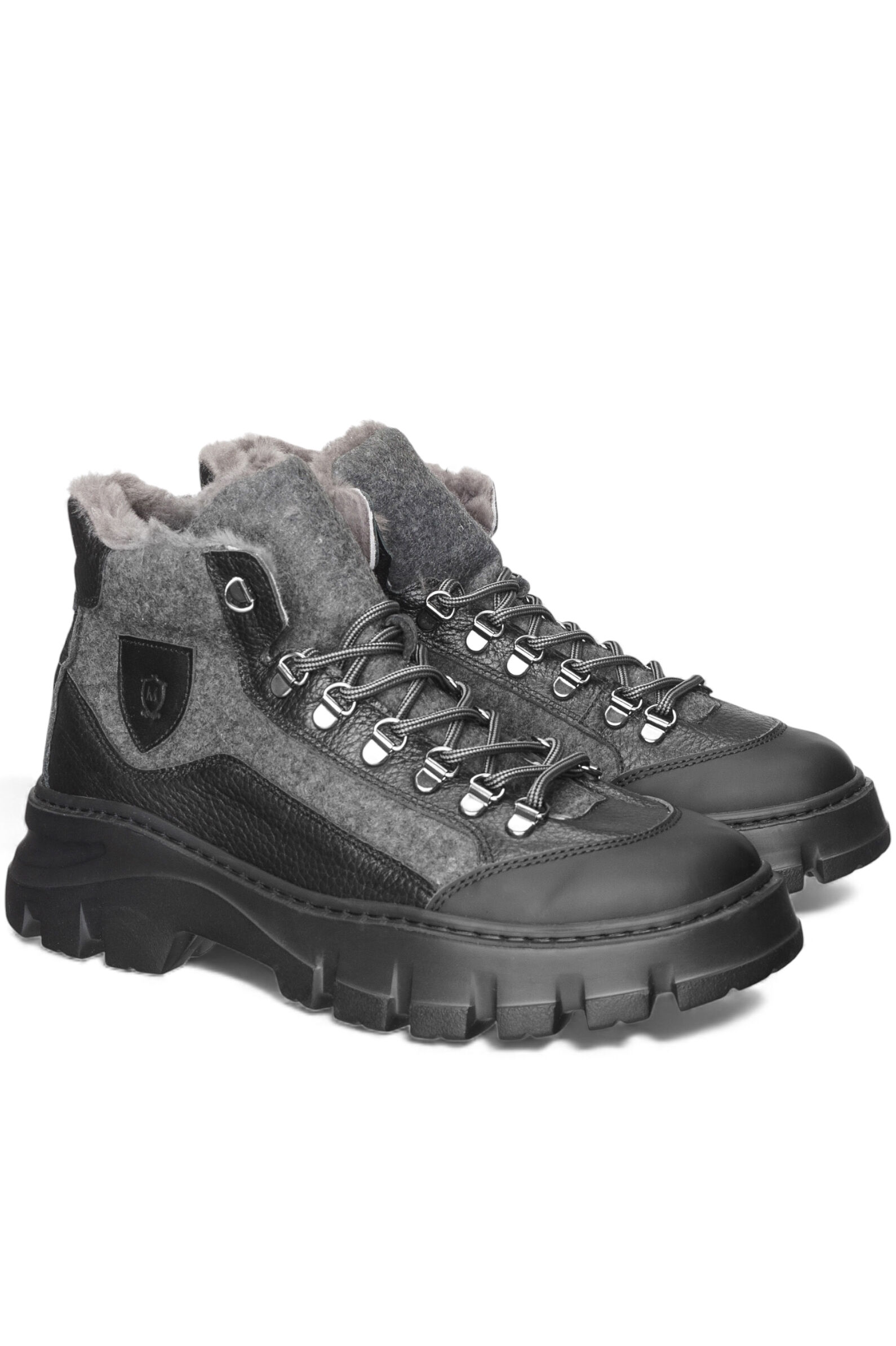 Ботинки муж. АРТ.23850B072,чер-сер,н.к-тек/н.м