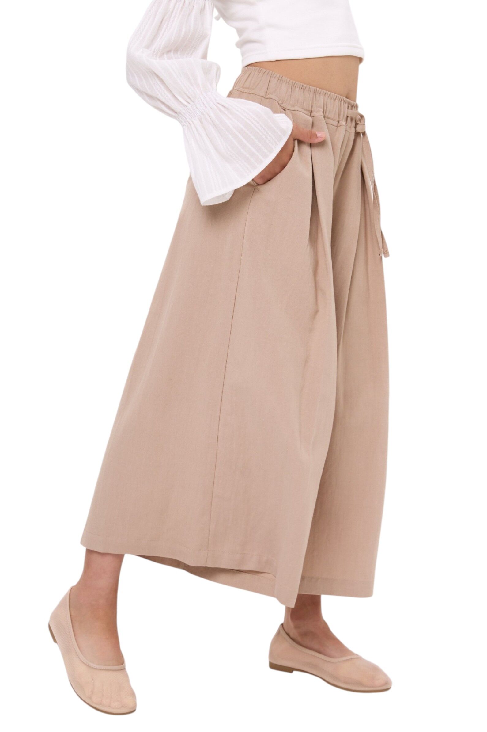 Брюки дев. АРТ.261131,беж,вис-лен