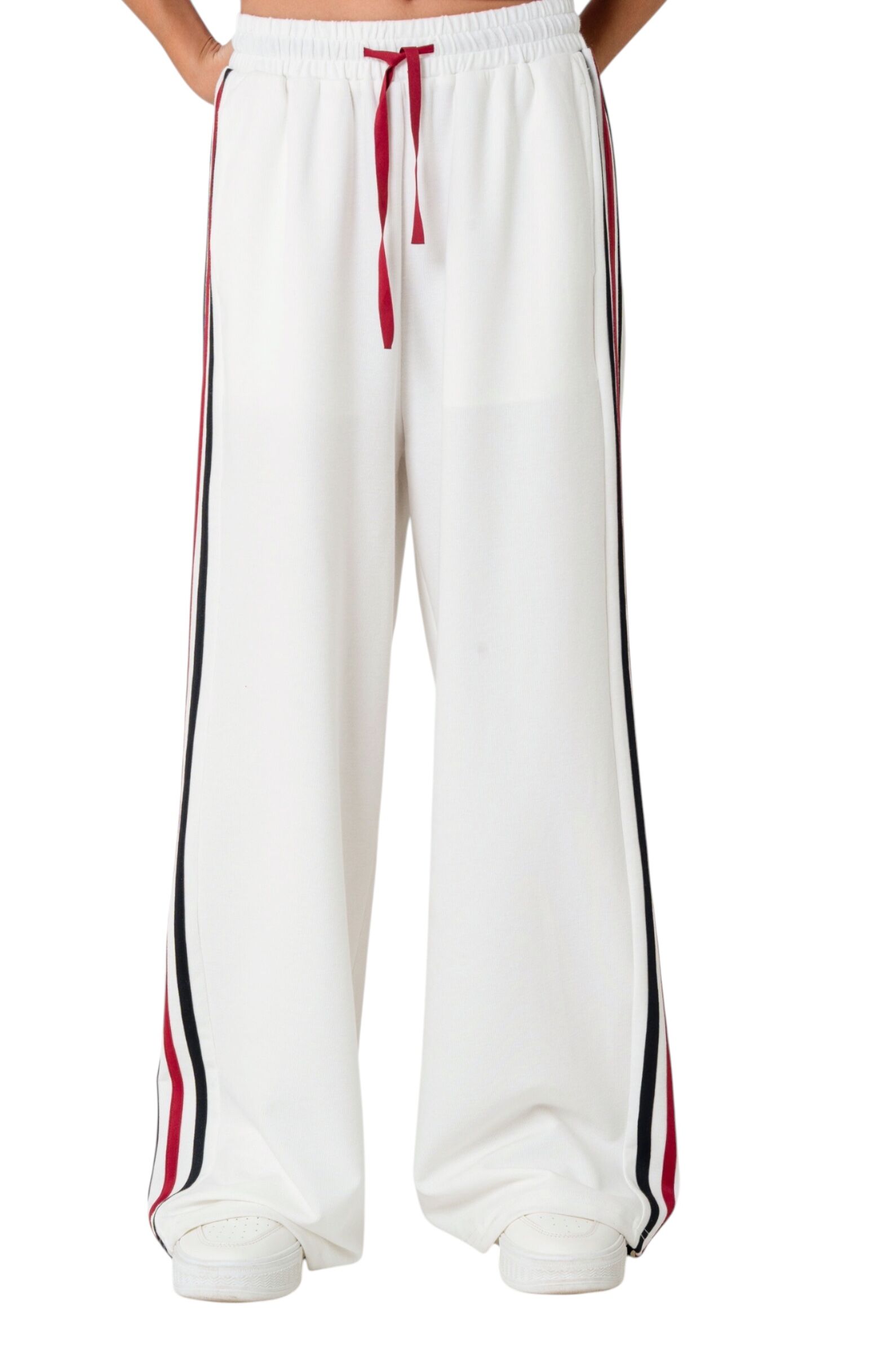 Брюки дев. АРТ.XS261693,бел-крас,пэ-хл-эл