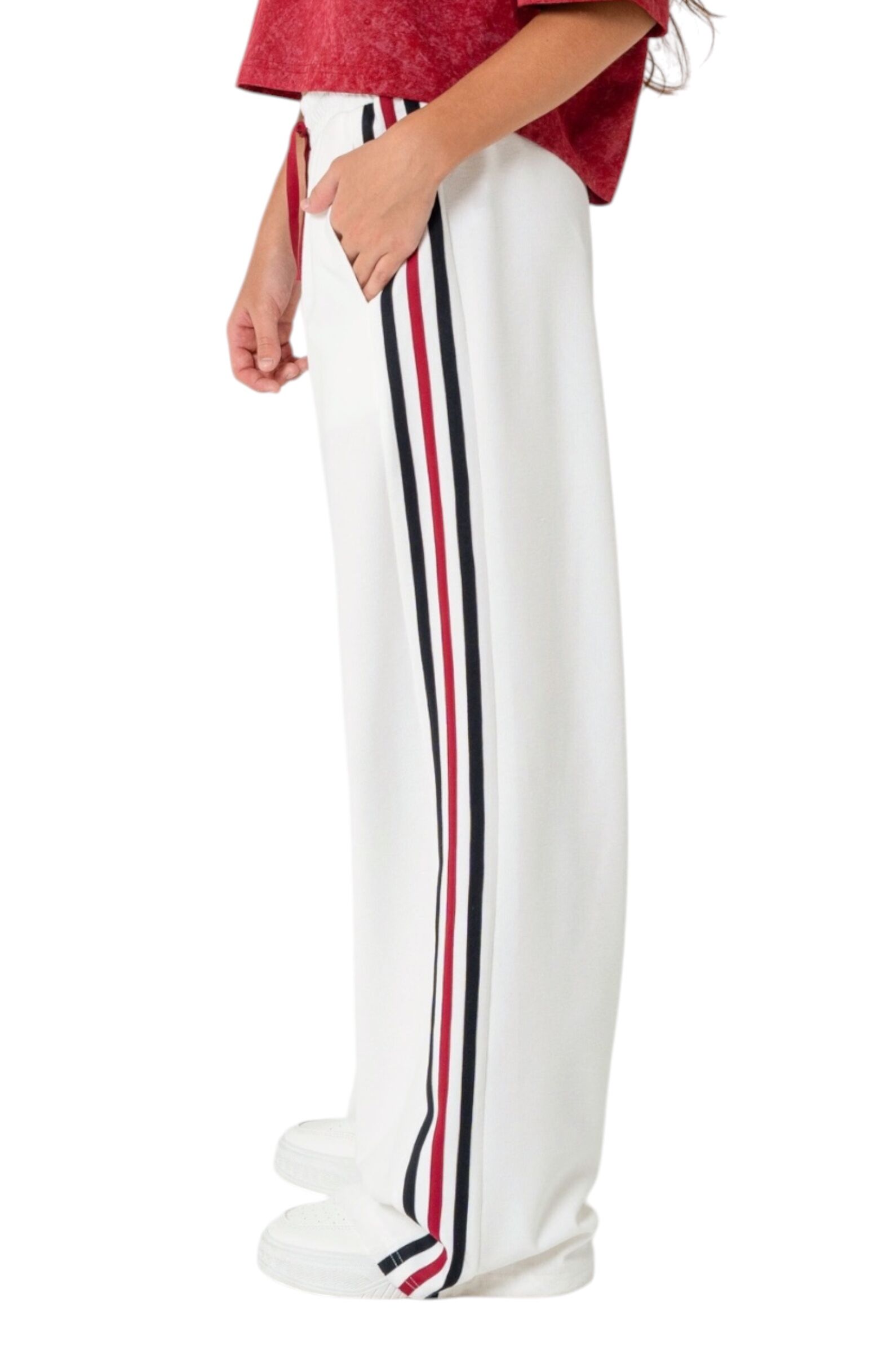 Брюки дев. АРТ.XS261693,бел-крас,пэ-хл-эл