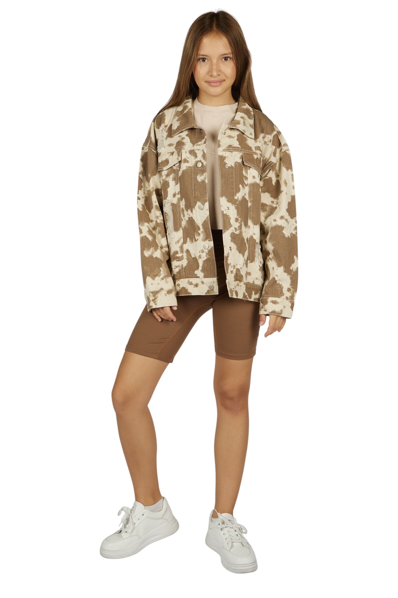 Джинсовка дев.АРТ.G-JCK26077,беж-кор,хл