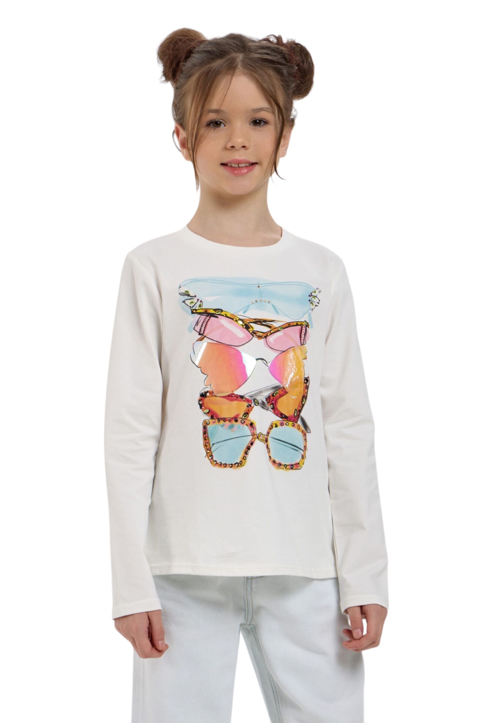 Лонгслив дев. АРТ.10.136,бел-мул,хл-эл