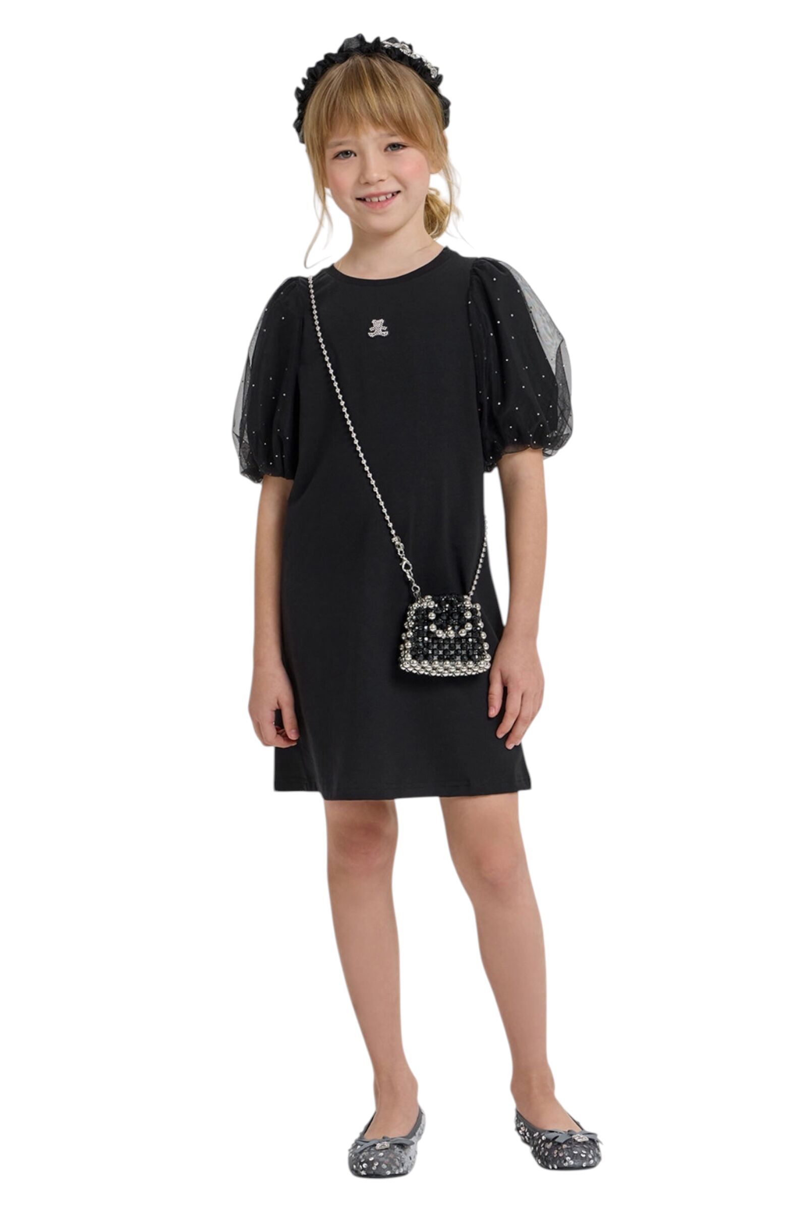 Платье дев. АРТ.47.134,чер,хл-пу